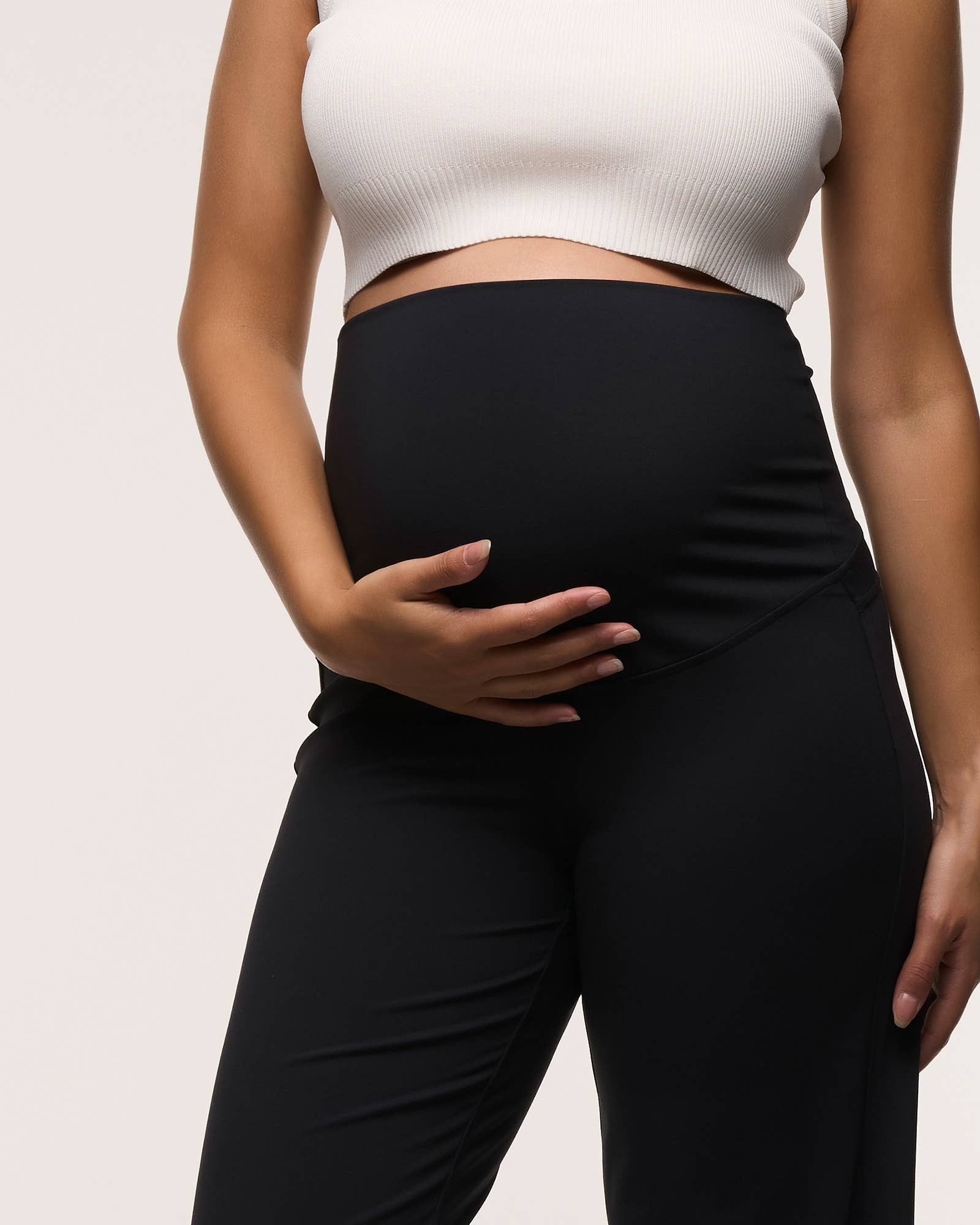 Black Wide Leg Overbelly Maternity Leggings for wholesale on Faire5