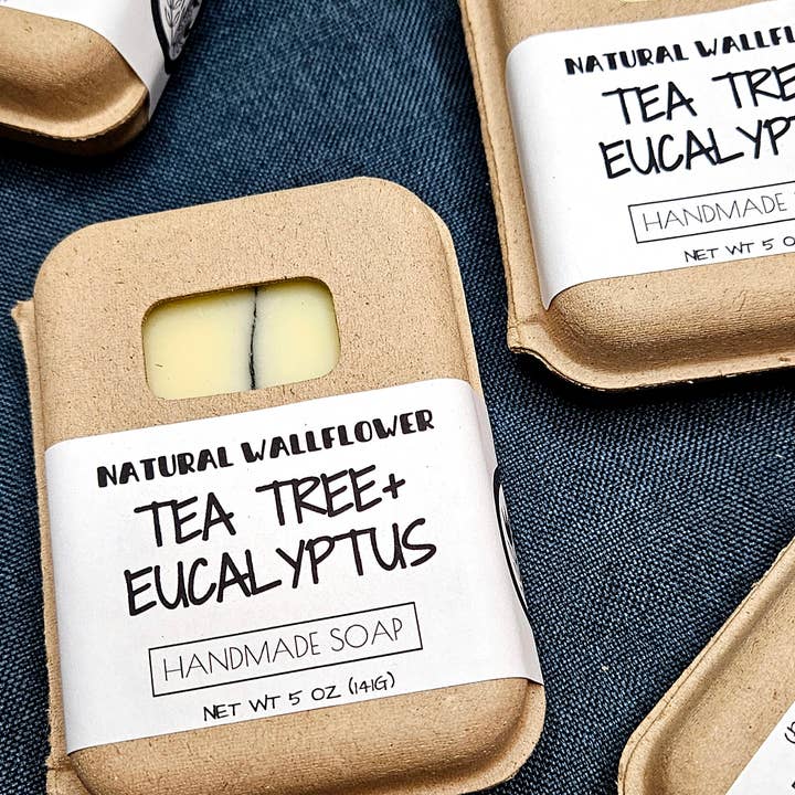 Natürliche Teebaum- + Eukalyptus-Seife für den Großhandel von Natural Wallflower