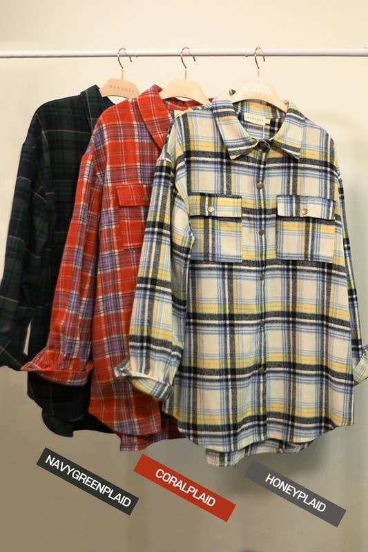 NINEXIS - Vente Veste-chemise – femme - CWOJA406_VESTE À CARREAUX EN FLANELLE SANS POCHE LATÉRALE25