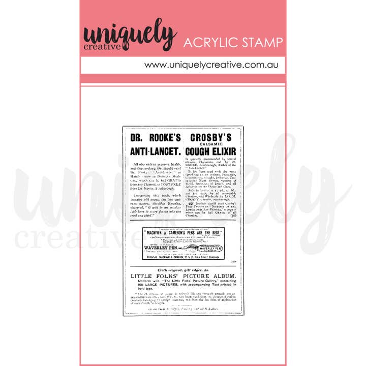 Uniquely Creative - Wholesale Rubber/decorative stamp - Vintage Newspaper Mark Making Mini Stamp - Acrylic Stamp