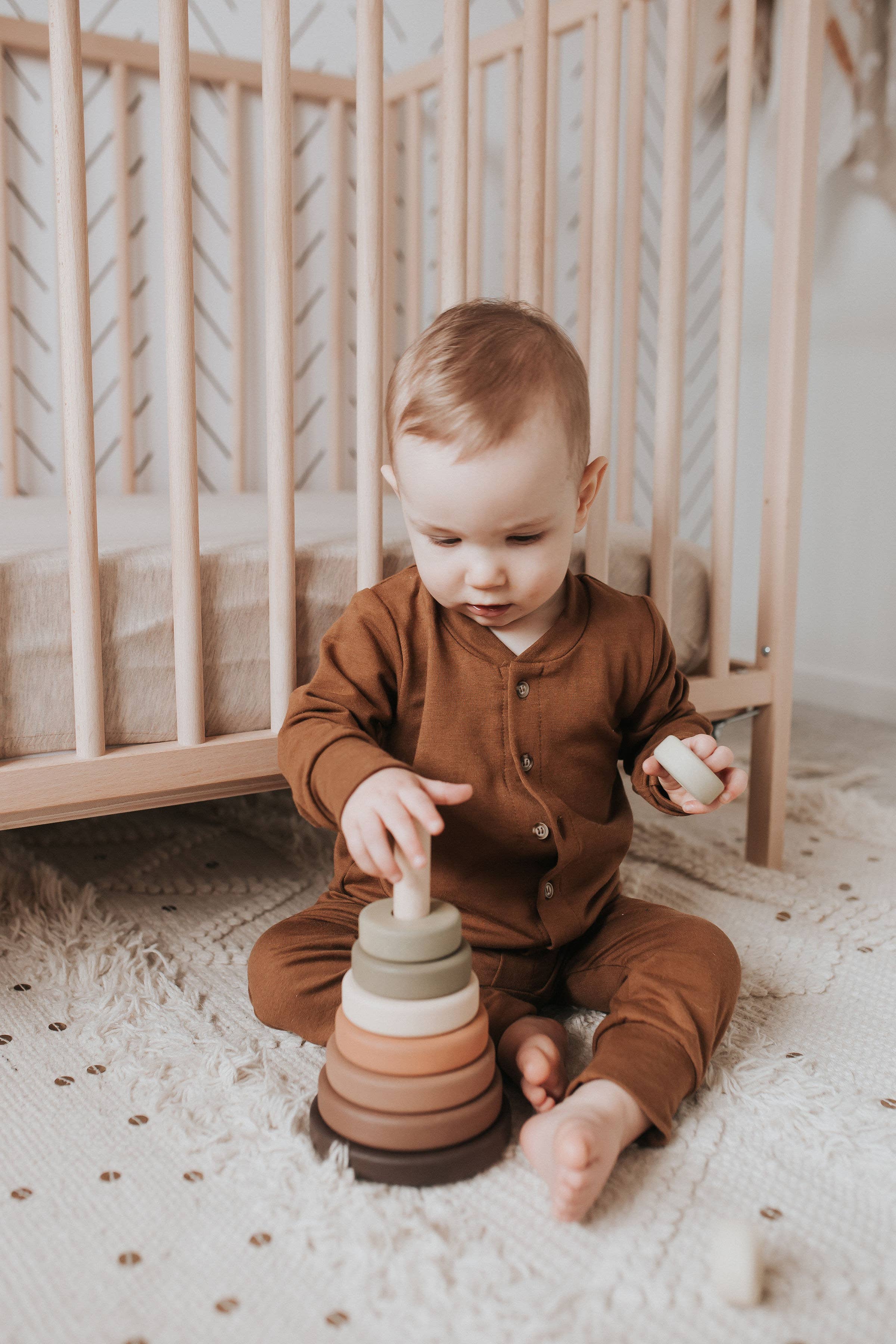 SABO concept - Wholesale Stacking Rings Game - Baby - Wooden Ring Stacker Toy Stacking Toy Baby Gift Olive Rings4