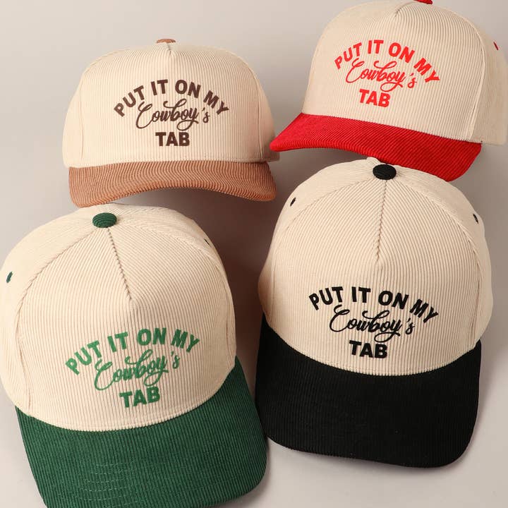 Fashion City – wholesale Baseballkeps - Unisex – Sätt den på min cowboy's Tab tvåfärgad corduroy-keps26