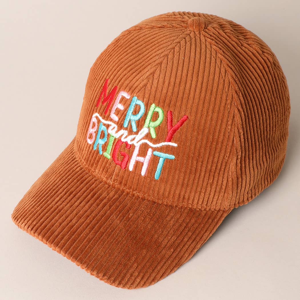 Fashion City - Wholesale Baseball Cap - Women's - MERRY BRIGHT Embroidery Corduroy Cap4