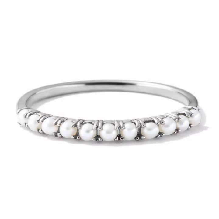Tiny White Pearl Sterling Silver Ring - Size 6 for wholesale by Creations by Kristel