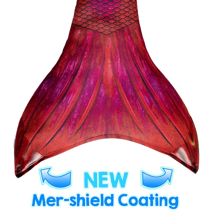 Sun Tail Mermaid - Wholesale Beach/Pool Toy - Kids & Baby - Fiji Red Mermaid Tail + Monofin Set for kids, girls, teens, and women (pool toy)