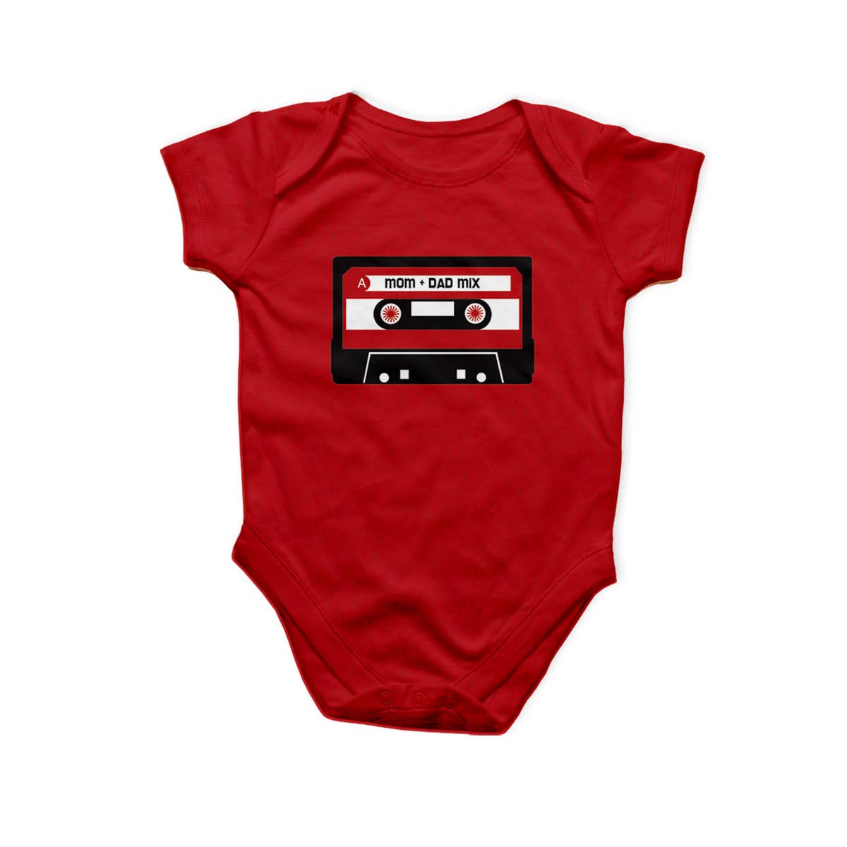 Rock Scissor Paper - Wholesale Bodysuit (Non-Footed) - Baby - Mix Tape Cassette on Vintage Red Baby Bodysuit2