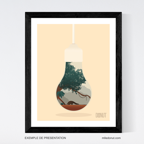 Donut and Friends - Wholesale Art Print - Pangolin- Light Bulb Series1