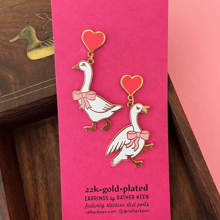 Rather Keen - Wholesale Dangle Earrings - Silly Goose & Angry Goose earrings - geese earrings