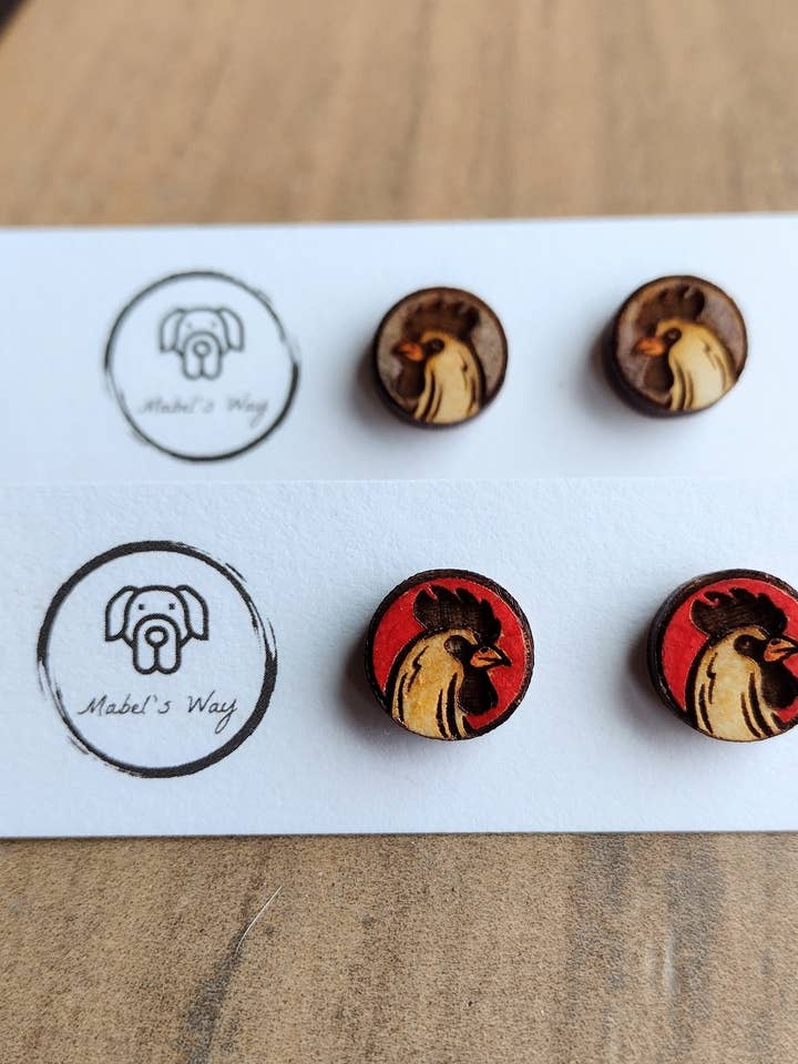 Rooster Stud Øreringe for engroshandel hos Mabel's Way