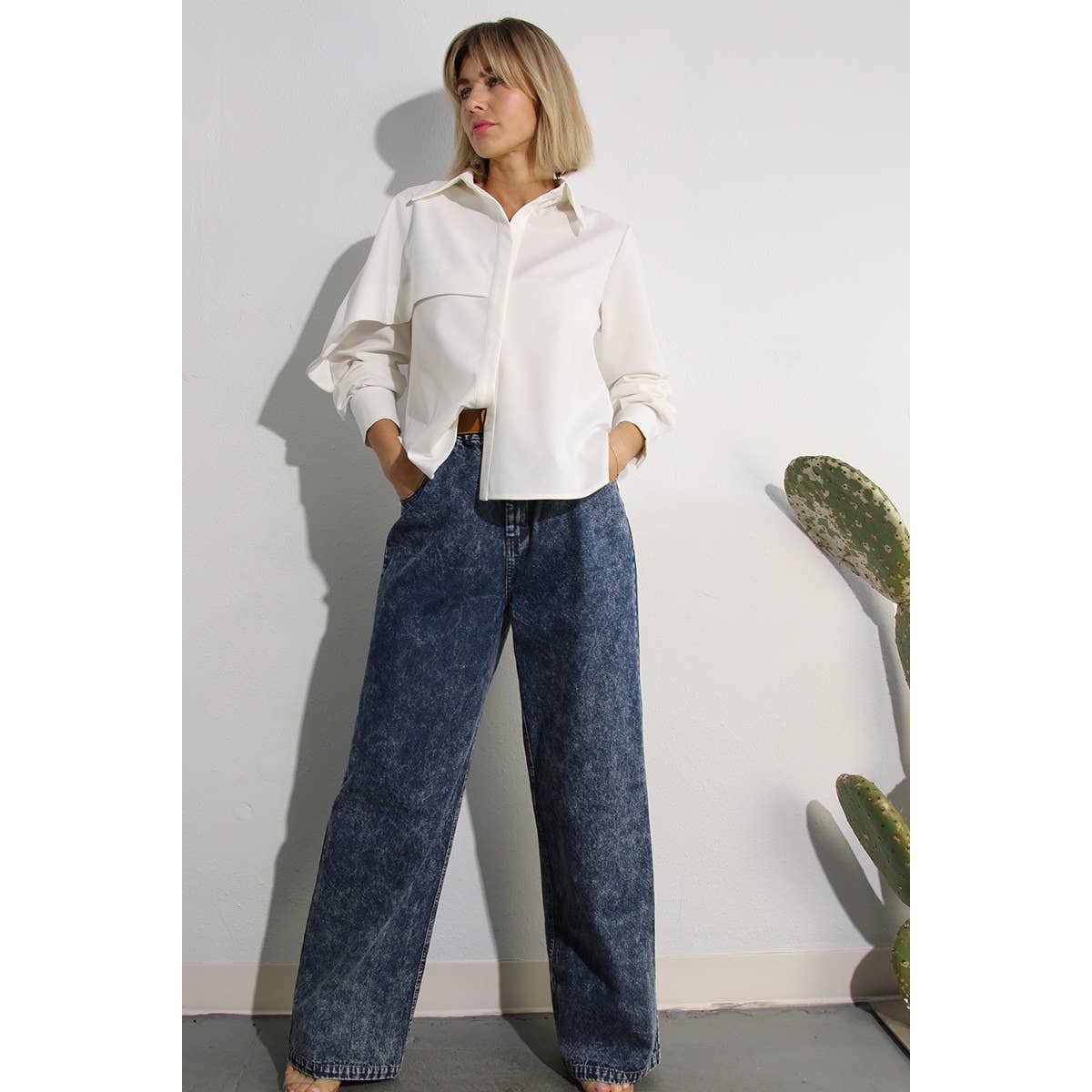 WASHED DENIM SHIRTS JACKEET AND PANTS SET for wholesale on Faire13