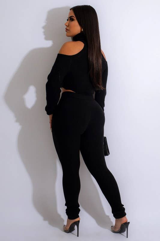 5besties inc - Wholesale Top & Pant Set (NOT Loungewear) - Women's - Turtle Neck Knit Crop Top and Leggings Set8