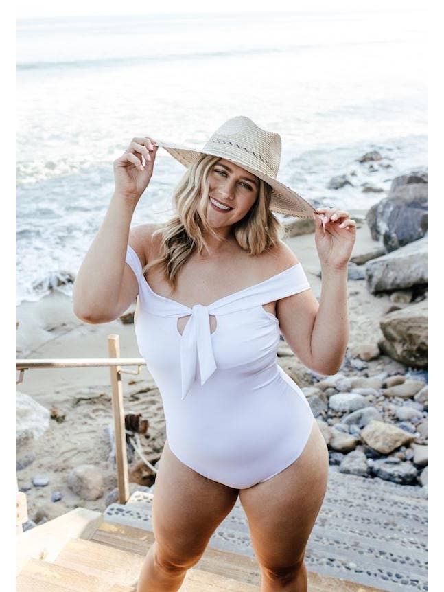 Ete Swimwear - Wholesale One Piece Swimsuit - Women's - Santorini Off Shoulder Swimsuit - White3