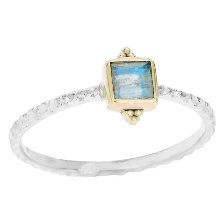 Tiger Mountain Jewelry - Wholesale Single Stone/Solitaire Ring - Small Square Moonstone Sterling Silver Ring