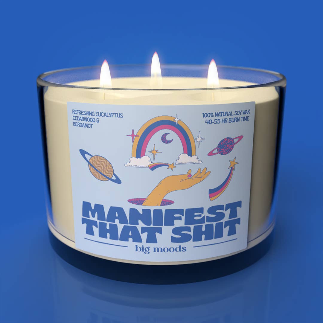 Big Moods - Wholesale Jar/Filled Candle - "Manifest That Shit" 3-Wick Luxury Soy Candle - 14oz