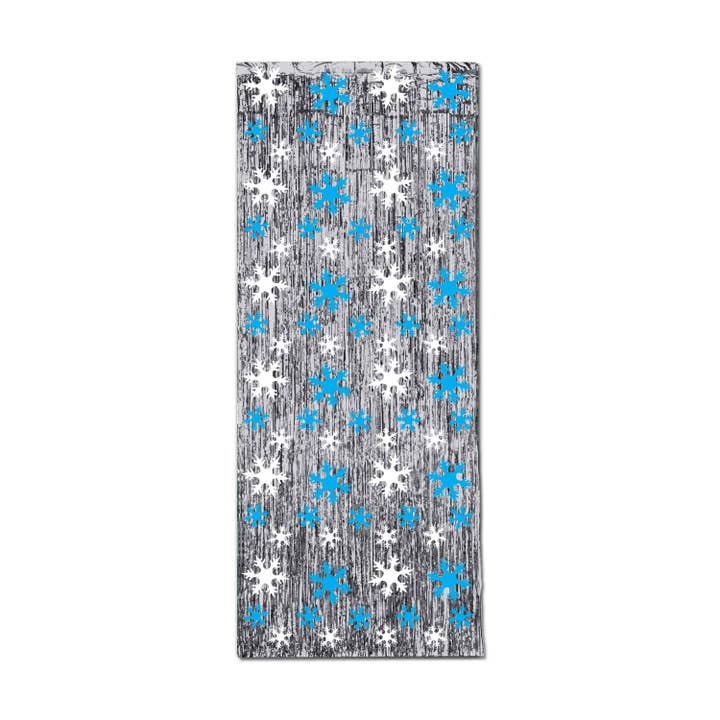 Snowflake 1-Ply Gleam 'N Curtain, 8' x 3' for wholesale by Beistle