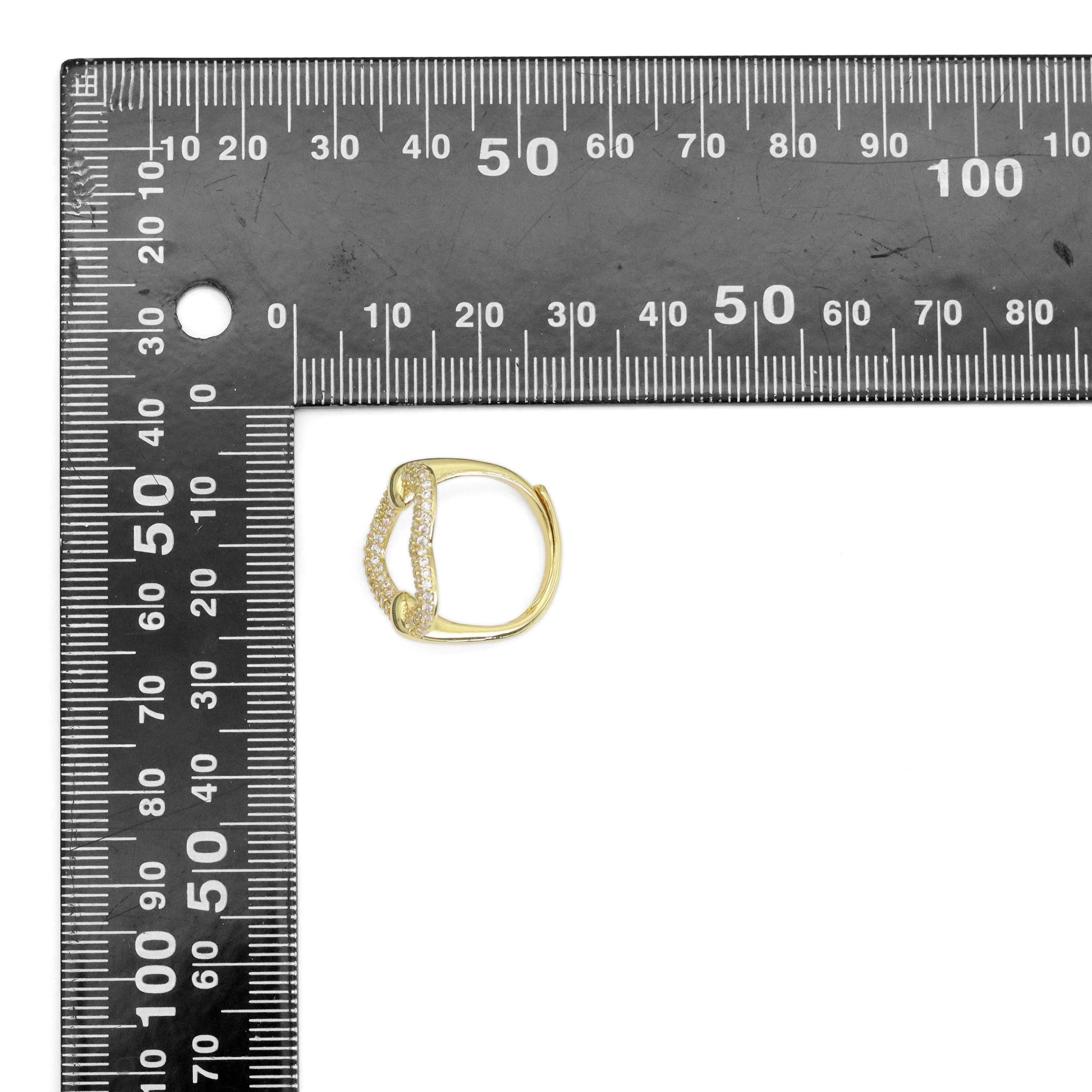 BestBeads&Beyond - Wholesale Multi-Stone Ring - Clear CZ Open Heart Gold Silver Adjustable Ring, Sku#A1723