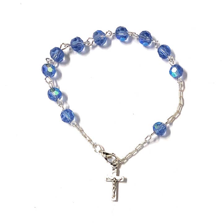 Costa Articoli Religiosi - Wholesale Beaded Bracelet - Ten decade light blue crystal bracelet mm.6