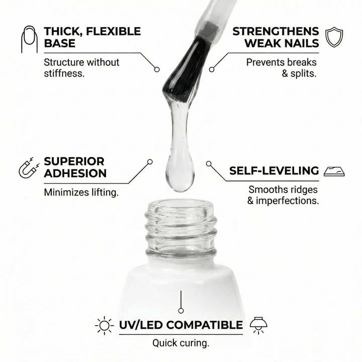 Tones Acrylics | Gels | Nail Art | Nail Tools & Accessories - Wholesale Nail Polish - Gel Polish Base Coat - Rubber 0.56 fl oz3