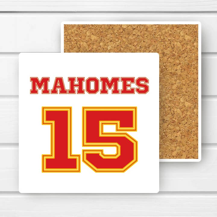 Kansas City Football Mahomes 15 Ceramic Drink Coaster for wholesale by Maple Leaf Market