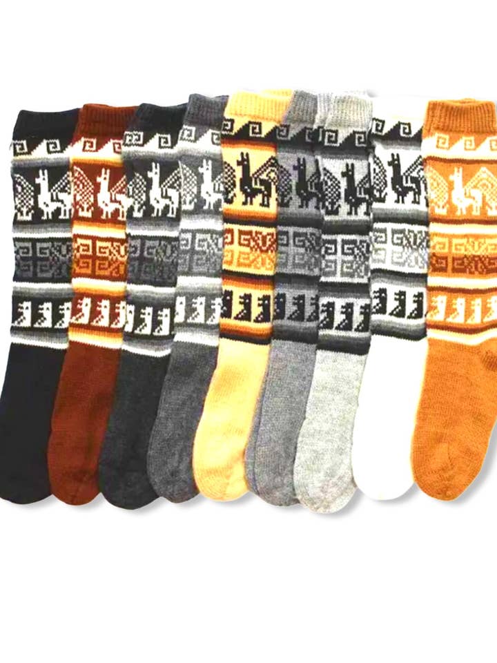 Sanyork Fair Trade – Engroshandel Strømper - Unisex – Alpaca Blend Strik Sokker Assorterede Farver Voksen One Size Peru