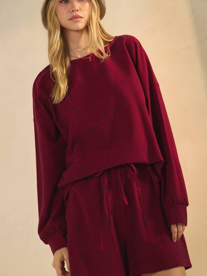 2-piece Striped Knit Lounge Set for wholesale by Oddi