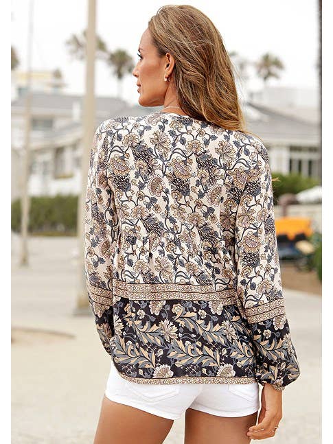 Multi Print LASCANA Women's Floral Peasant Look Blouse for wholesale on Faire1