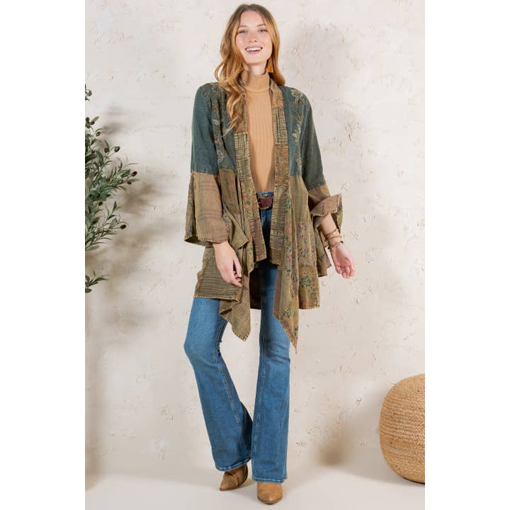 Young Threads - Wholesale Kimono - Women's - Western Boho Chic: Motif Embroidered Denim Long Shrug (NEW)8