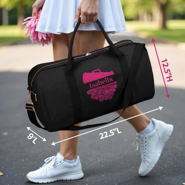Gradzo – Großhandel Weekender-Tasche – Damen – Personalisierte Cheer-Sporttasche – Individuelle Reisetasche, Schwarz
