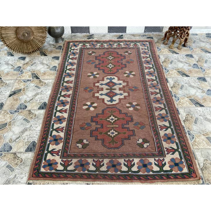 Tapete Tribal Anatólio Curdo Turco Vintage Feito à Mão 4x6 por atacado de Oushak Rugs