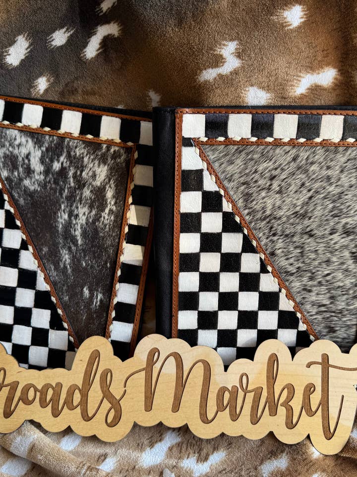 Portafogli Planner in Pelle di Mucca a Quadri per la vendita all'ingrosso da parte di Broads Market