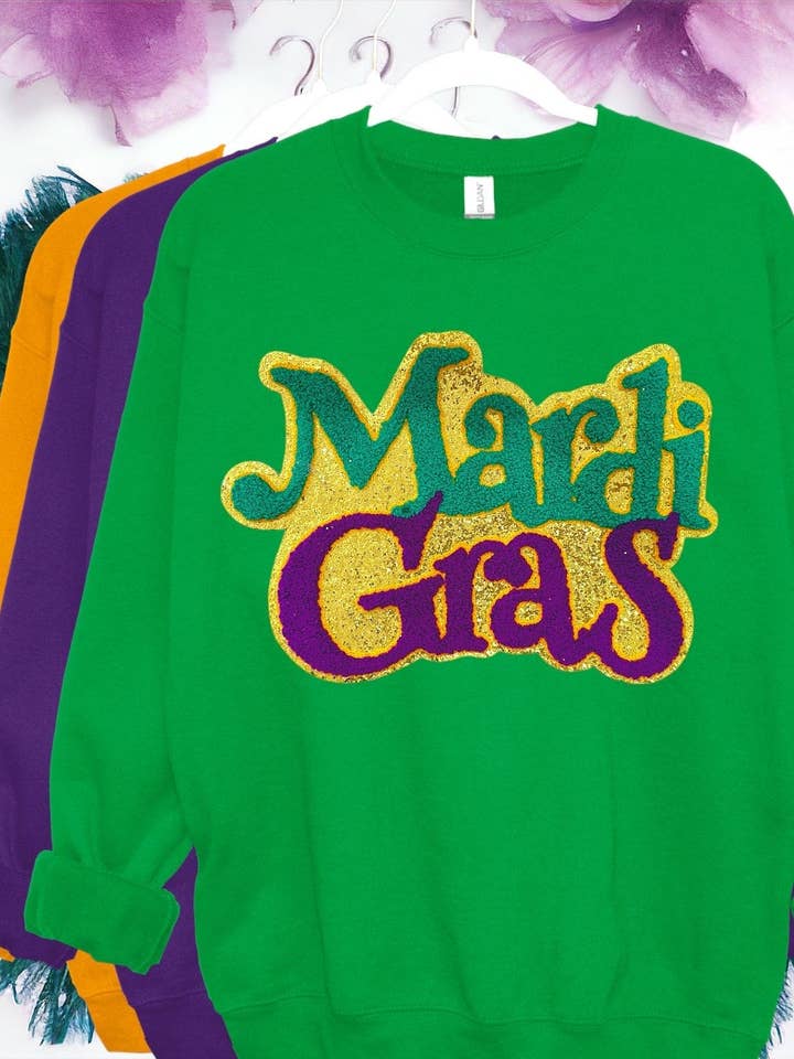 Mardi Gras- Chenille Patch- Iron On- Patch Only -party gras for wholesale by Social Grace & Company