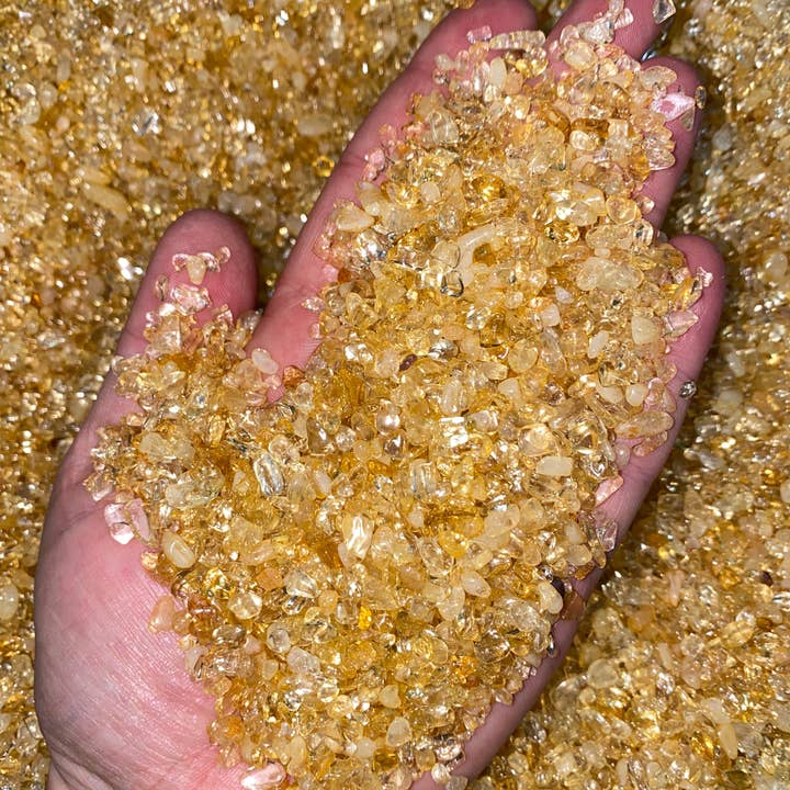 New Moon Beginnings - Wholesale Spiritual Stone/Crystal - Bulk Citrine Crystal Chips (1 lb. Bag) Size 5mm - 7mm Heated2