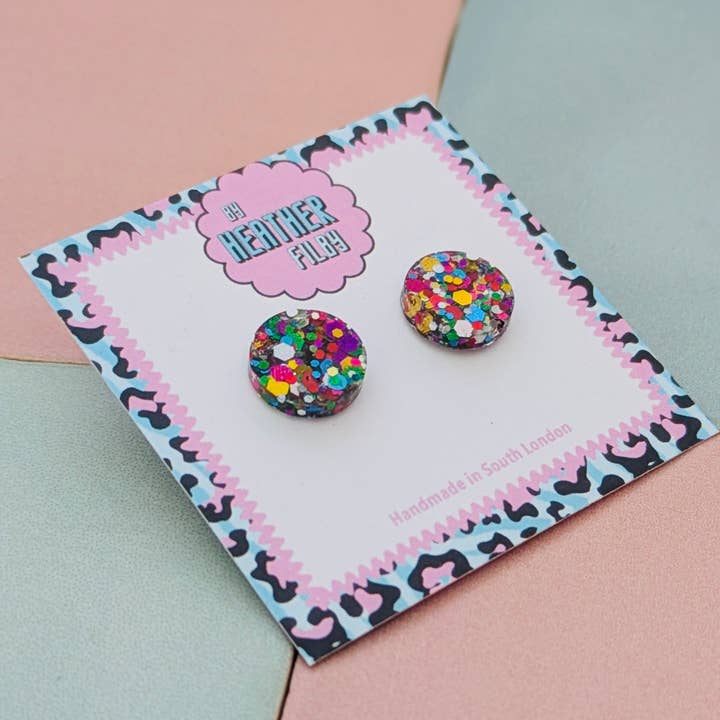 By Heather Filby – wholesale Stud/post earrings – Glitter Circle Stud Earrings (MORE COLOURS) - Best Seller3