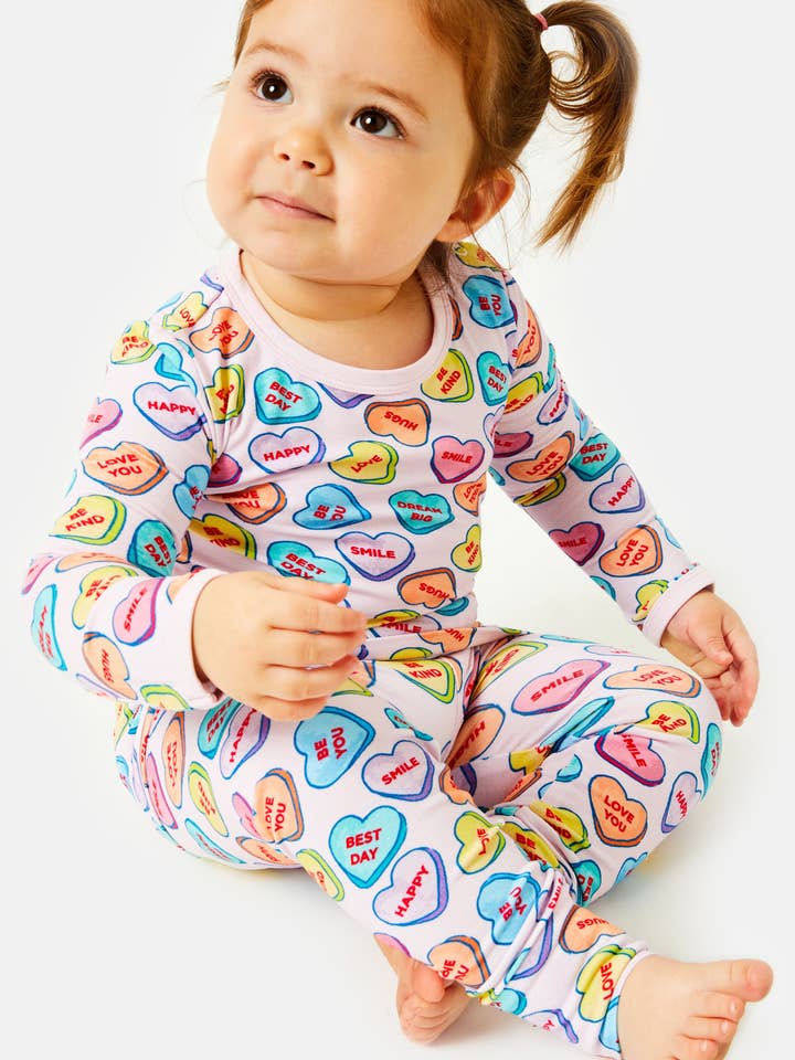 Long Sleeve Pajama Set - Candy Hearts for wholesale by Clover Baby & Kids