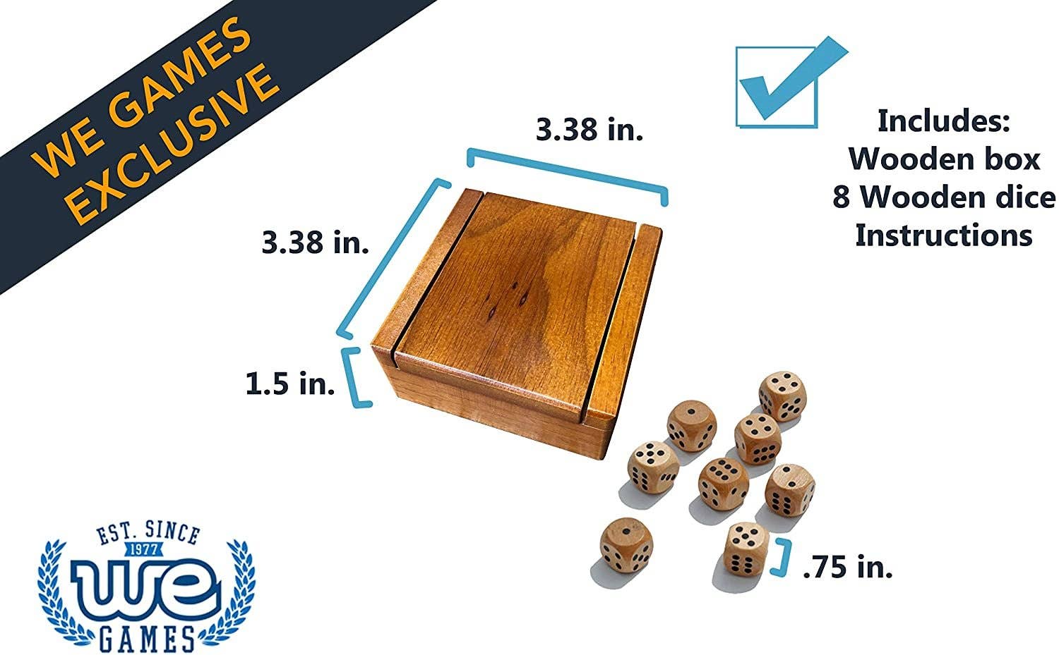 Wood Expressions - Wholesale Dice - Wooden Dice Box and 8 Wooden Dice2