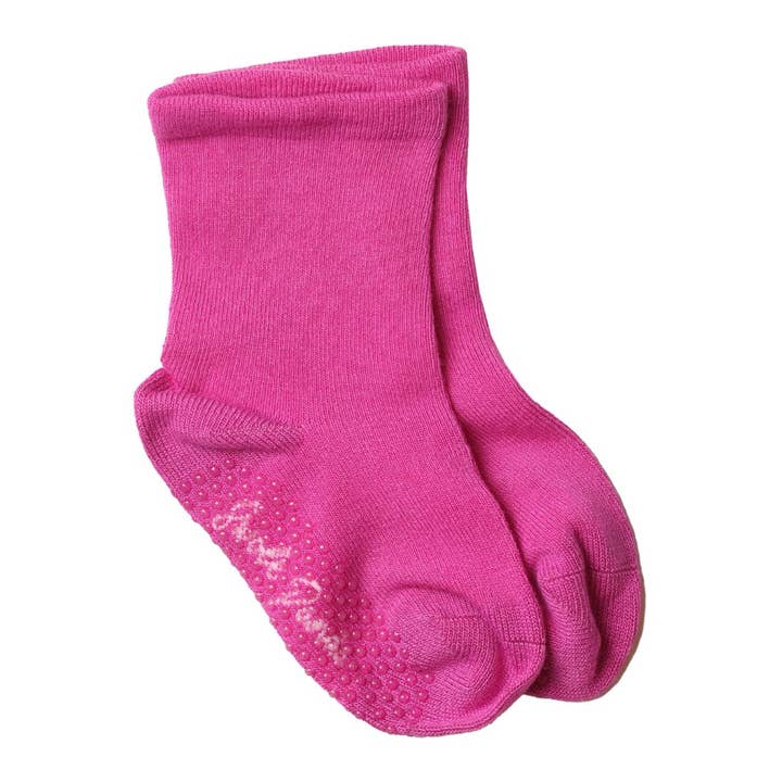 Kids Pink Bamboo Grip Socks for wholesale by Swole Panda