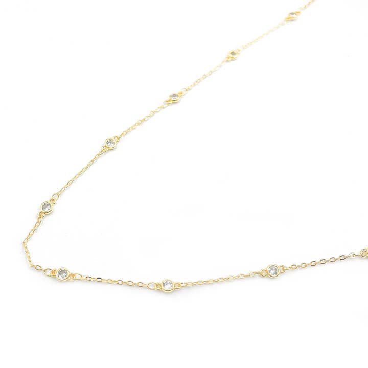 Beads Creation - Wholesale Link & Chain Necklace - Diamond by Yard Round CZ Bezel Chain, Link & Chain Necklace