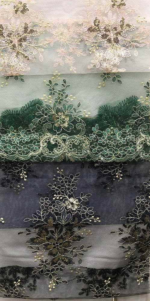 Fabrics Star – Rolo de tecido por atacado – Tecido de Tule Bordado com Paetês Rowley para Costura de Vestidos, Saias e Rendas1