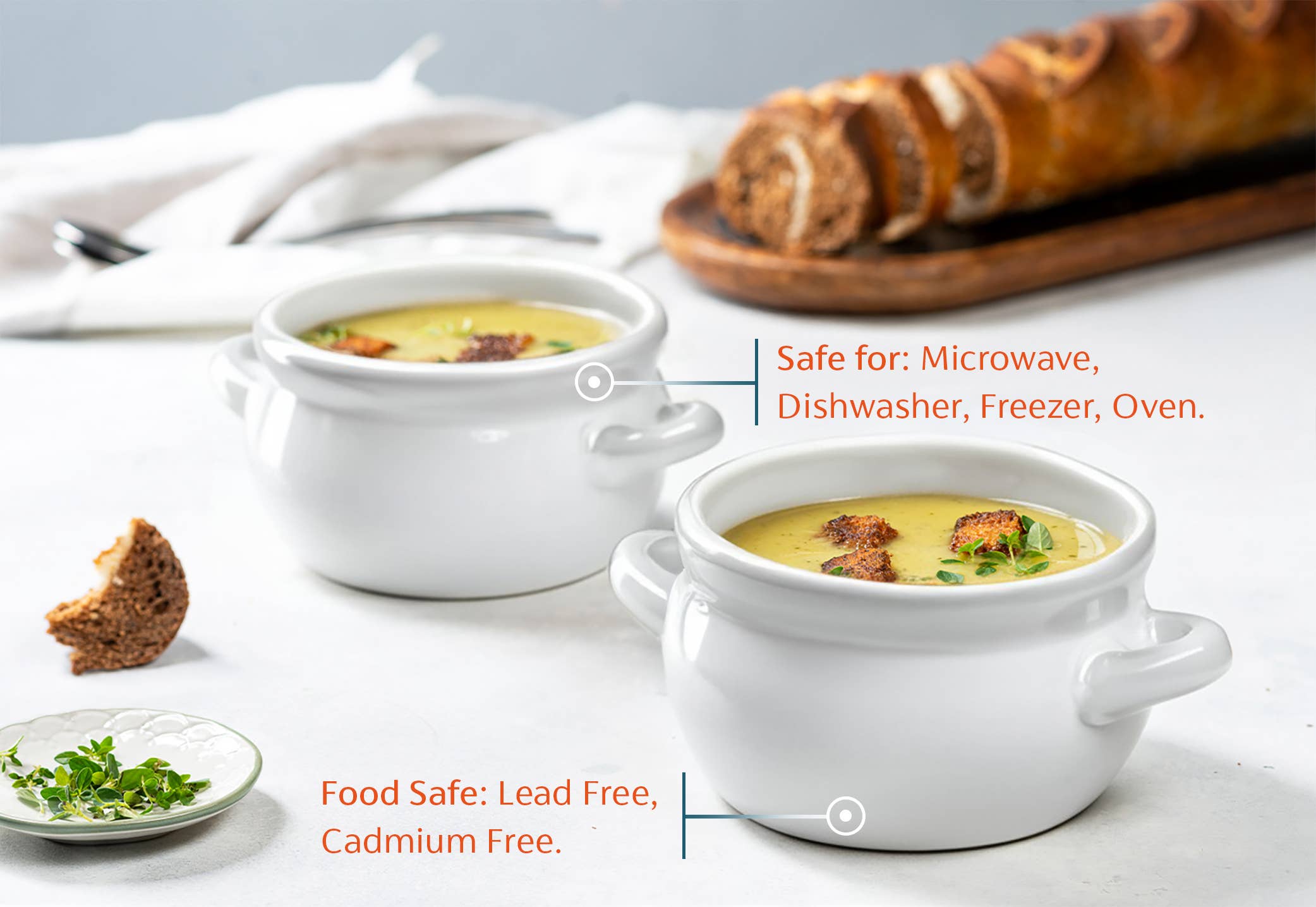 Kook - Wholesale Serve Bowl - Kook Puebla Ceramic French Onion Soup Crocks, Set of 4,18 oz7