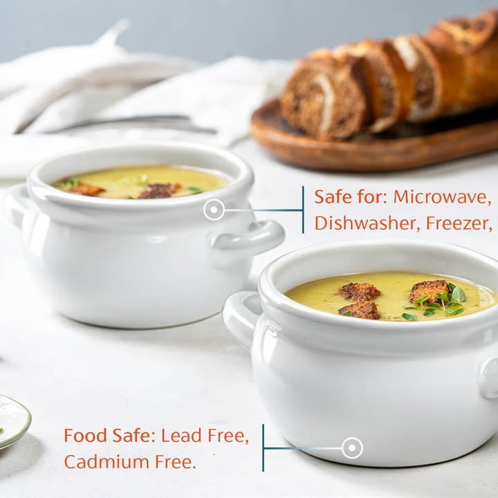 Kook - Wholesale Serve Bowl - Kook Puebla Ceramic French Onion Soup Crocks, Set of 4,18 oz7