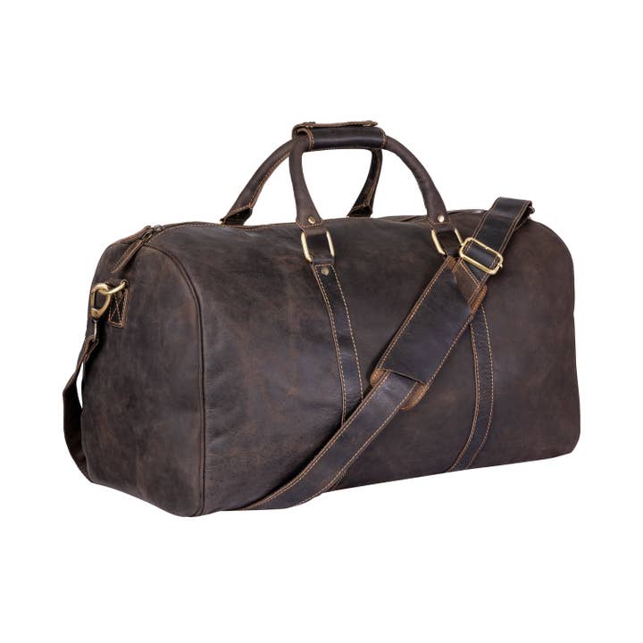 Greenwood Leather - Wholesale Weekender Bag - Unisex - Leather Overnight Bag Milan - Rugged Leather - Sandal4