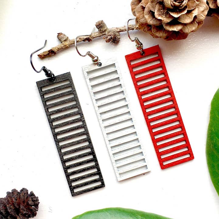 MINI SHIBUYA wood earrings - geometric everyday earrings for wholesale by Strips & Stripes