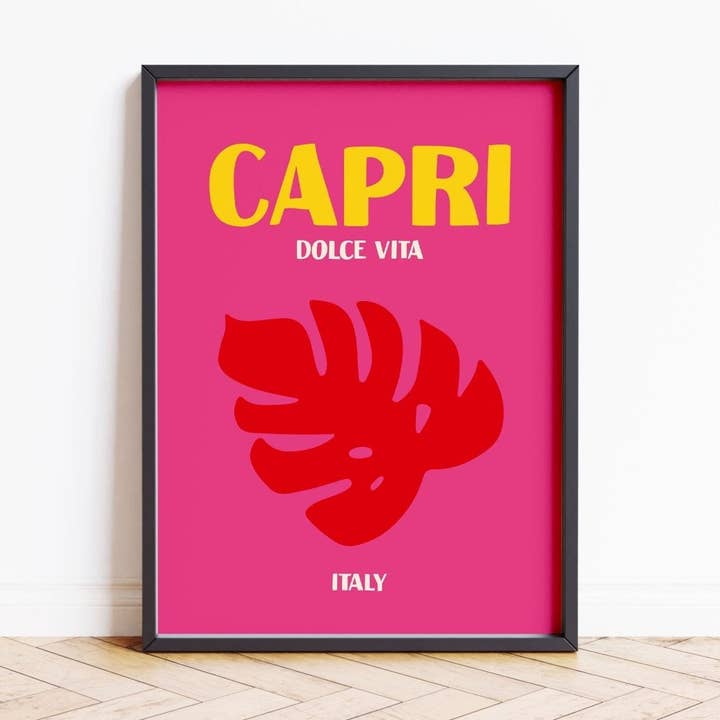 Capri Dolce Vita Italy Colourful Travel Poster for wholesale by House of Binky