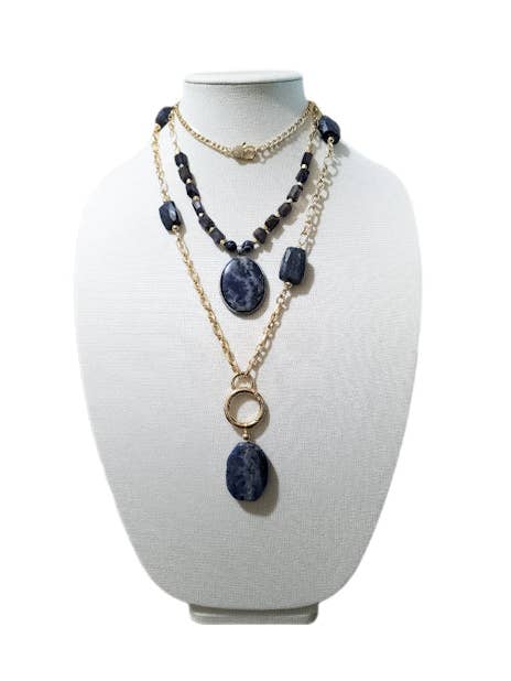 Ensemble de colliers en couche d'iolite et de sodalite pour la vente par L. Styles, LLC
