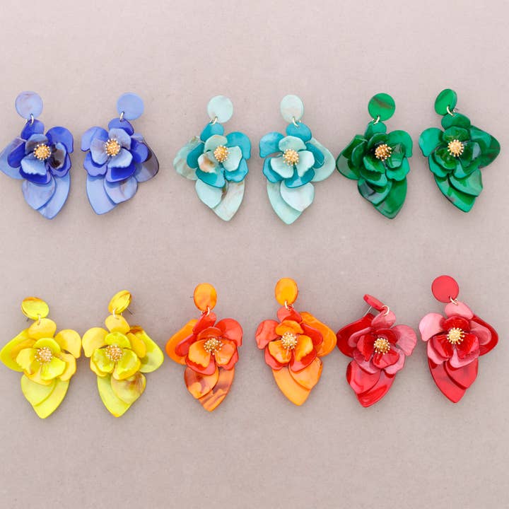 Sonata - Vendita all'ingrosso Gioielli a scatto - Orecchini pendenti in resina a forma di fiore2