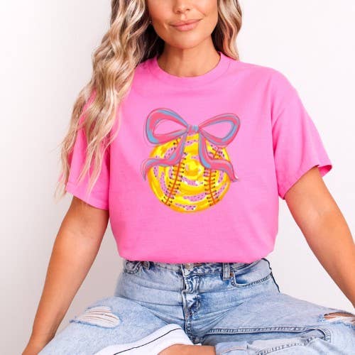 softball bow tshirt for wholesale by Madison Avenue