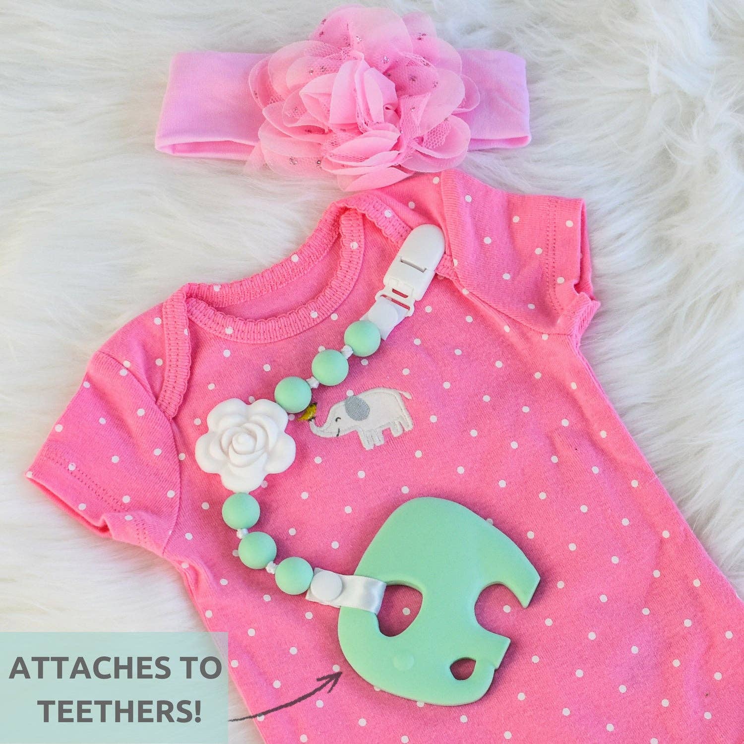 Vesta Baby - Wholesale Pacifier Clip - Baby - Silicone Pacifier Clip and Teether Holder Set Pink 2 Pack6