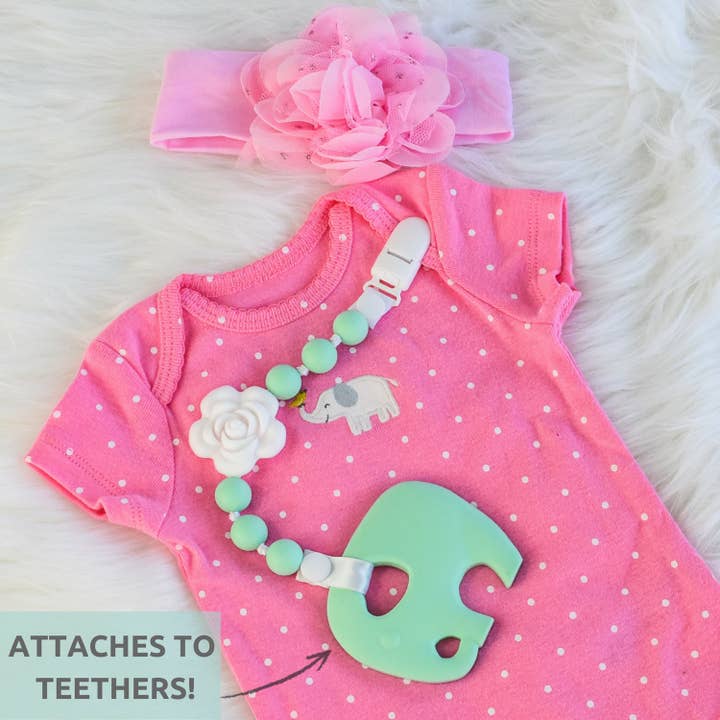 Vesta Baby - Wholesale Pacifier Clip - Baby - Silicone Pacifier Clip and Teether Holder Set Pink 2 Pack6