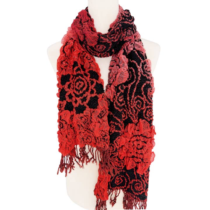 JC Sunny Fashion - Wholesale Scarf - Women's - Ultra-Soft Bamboo Fiber Scarf--3D Ombre Textured-Floral