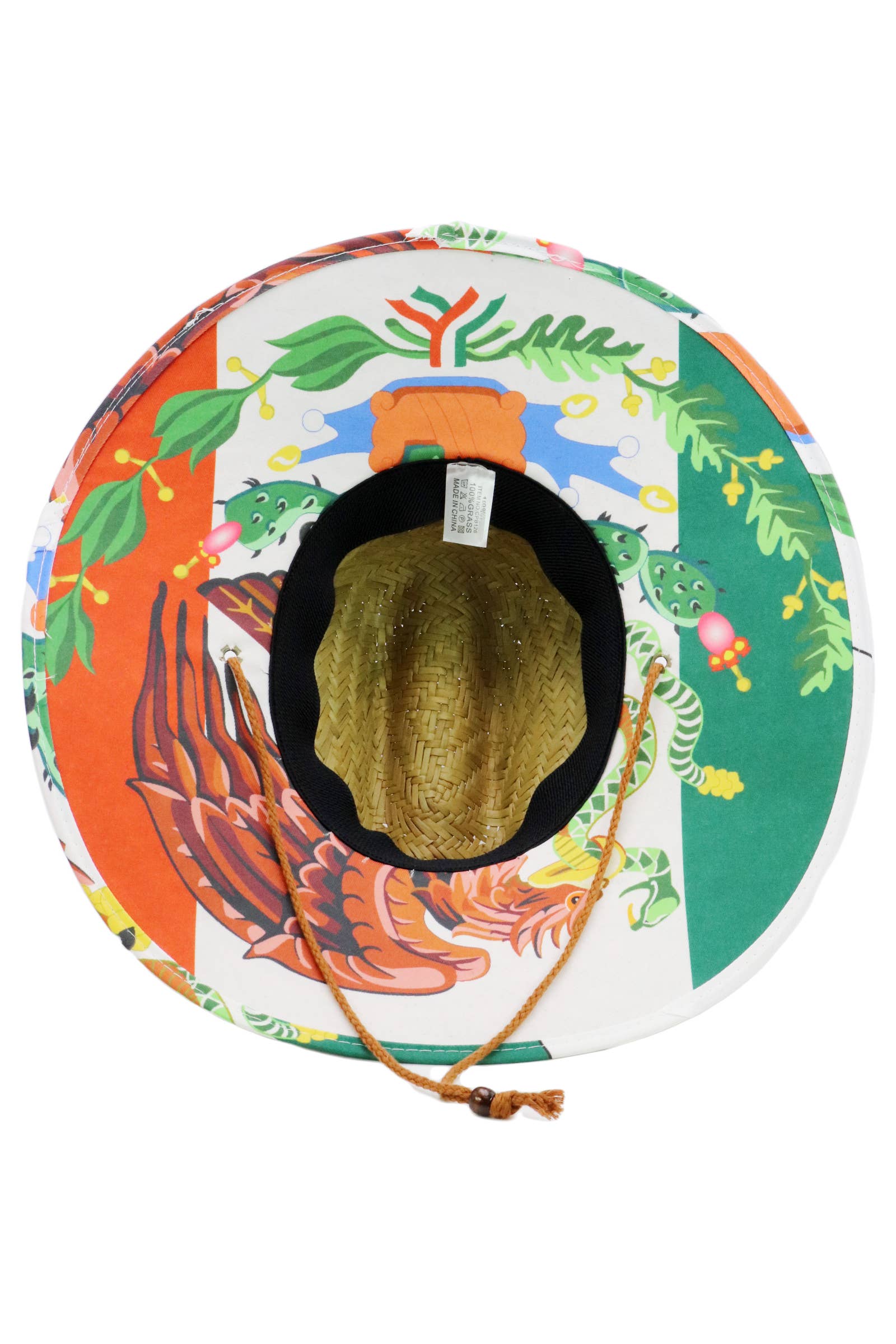 Cap Zone - Vendita all'ingrosso Cappello di paglia - Unisex - Cappello da bagnino in paglia Rush con bandiera messicana sotto la tesa4